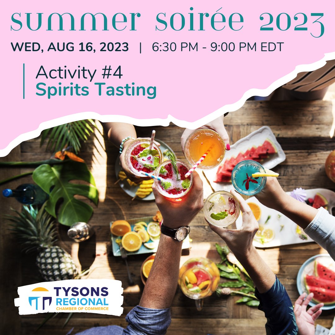 TysonsChamber's tweet photo. You can’t have a Caribbean night without a beverage (or two) in hand. We invite you to join us in tasting several spirits provided by local sponsors! 

There's still time to register: https://t.co/ZF86K7v0LR https://t.co/M87VFCj5nW