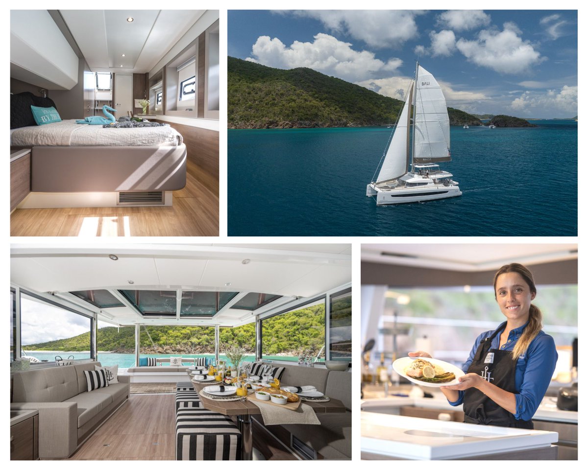 Introducing HYDROTHERAPY - This 2022 Bali catamaran boasts panoramic lounge areas, a solid foredeck with sunbathing day beds, and a covered flybridge offering breathtaking vistas of your surroundings. #SailAwayWithUs #LuxuryOnBoard #IslandHopping #AdventureAwaits #CulinaryDelight