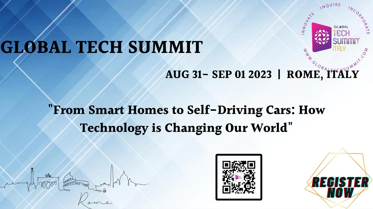 Rometechsummit's tweet photo. Witness the Unveiling of Cutting-edge #Innovations and Game-Changing Solutions.
Abstract Submission closes on  10th August. 2023.
Submit your Abstract: https://t.co/bT4wbSi64C
 #globaltechsummit #technology #AI  #G20 https://t.co/YBSDiWJpfp