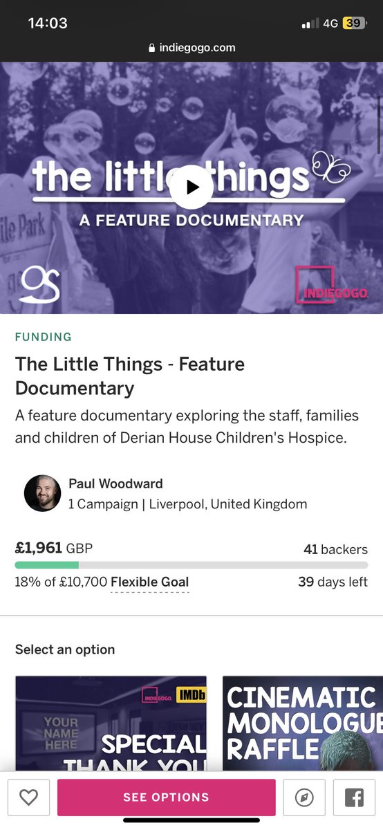 WE ARE JUST £39 from hitting £2000 on Indiegogo !!! Thank you so much to everyone very one who has donated to our campaign so far - if you’d like to support our film, please visit: indiegogo.com/projects/the-l…