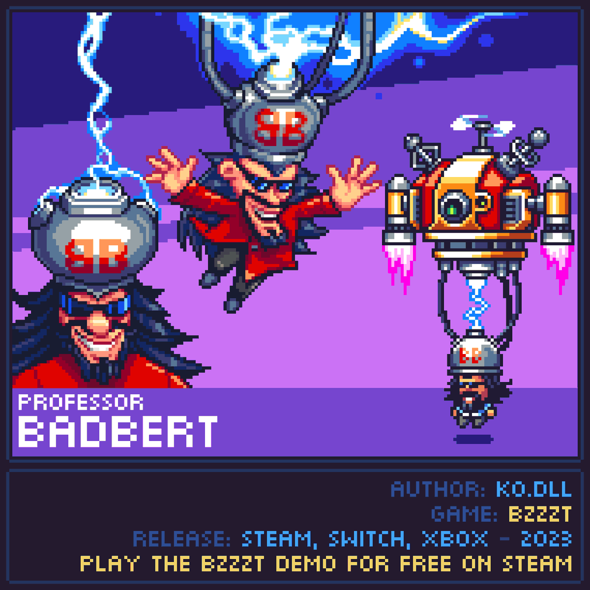ko_dll's tweet photo. Another character from the BZZZT game.
#gameshowcaseworkinprogress #pixelart #pixelartist #indiedeveloper #indiegamedev #solo_dev #gamedev #indiegame #bzzzt #steam https://t.co/ndHxIInbpr