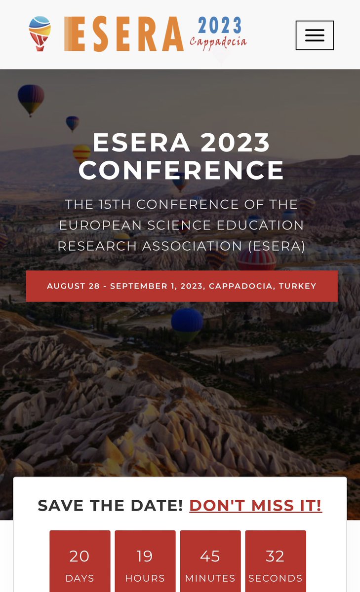 Looking forward to seeing you at the #ESERA2023 conference in Cappadocia!