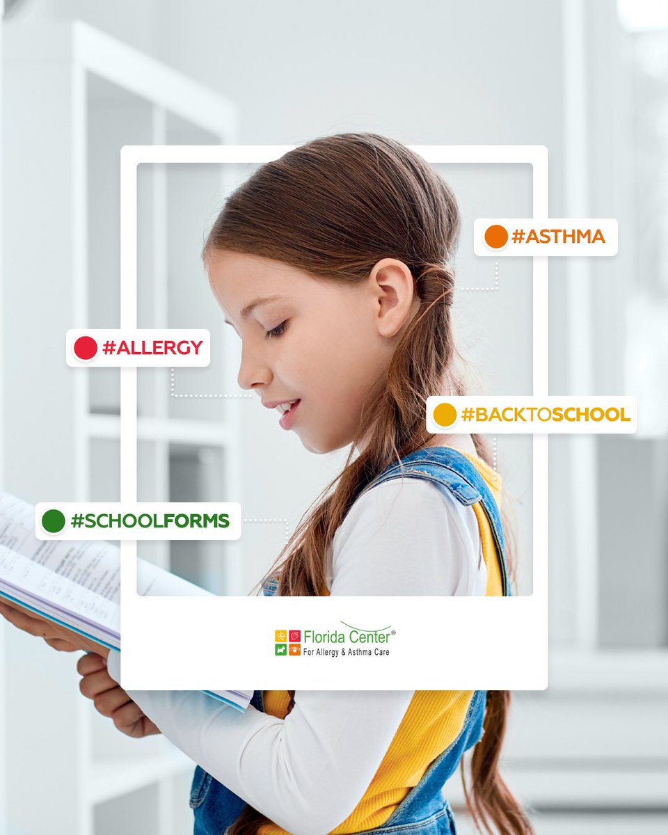 It's back to school time in South Florida! 👩🏼‍🏫 There's still time for children suffering from allergies and asthma to see the #allergist get the forms and asthma action plan completed and epinephrine autoinjector prescriptions refilled ☑️ #thefloridaallergygroup #FCAAC