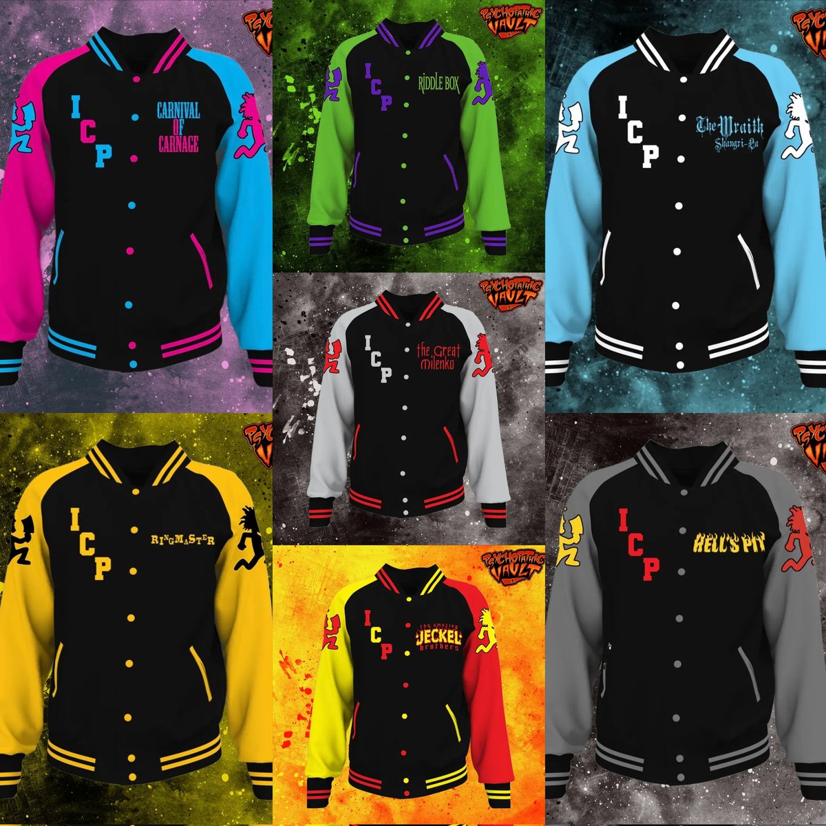 Step your drip game up with a throwback to the original Varsity Crew Jackets but with some beautiful NEW details.

They're fully Embroidered with a Custom Inside Liner!

Available on PsychopathicVault .com

#InsaneClownPosse