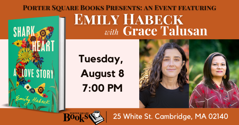 On Tuesday 8/8, PSB is thrilled to celebrate the launch of Shark Heart! Debut author @EmilyHabeck will be joined by @gracet09. Can't make it in person? You can tune in virtually via Crowdcast- register on our website!