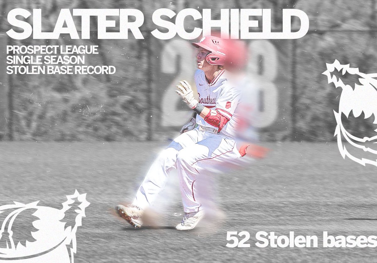 IUSBaseball's tweet photo. What a @ProspectLeague season for Slater Schield! He swiped 52 bags in 52 games to set the league’s single-season record for stolen bases! https://t.co/K855Pounbk