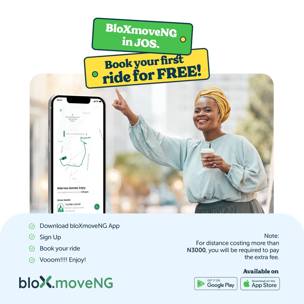 bloxmoveng's tweet photo. FREE RIDE ALERT! Book your first ride in Jos for FREE on Bloxmoveng App!
Spread the word and share the joy! Tag your friends who need a FREE ride in Jos! π
ππ Hurry, the offer ends soon! ππ
#FreeRidesJos #JosTransport #FreeRideOffer #JosCity #ridehailing #bloxmovenginjos https://t.co/O4BNNB3alP