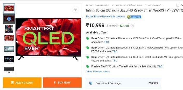 beslisha16012's tweet image. (Just Launched) Infinix 32" QLED Smart TV with WebOS ₹10,999.

🔹Link : ekaro.in/enkr20230807s3…

✅ First ever 32" QLED TV for a Premium Picture Quality

#SMARTLED #QLEDTV #32inchTV #32inchled #SmartTVLED #smarttv