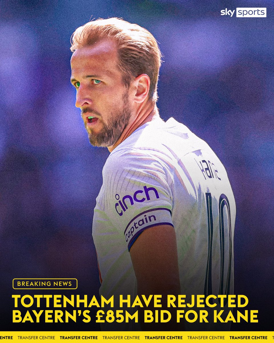 SkySportsPL's tweet photo. Tottenham have rejected the latest and 'final' offer from Bayern Munich for Harry Kane🚨❌ https://t.co/y634mLOprx