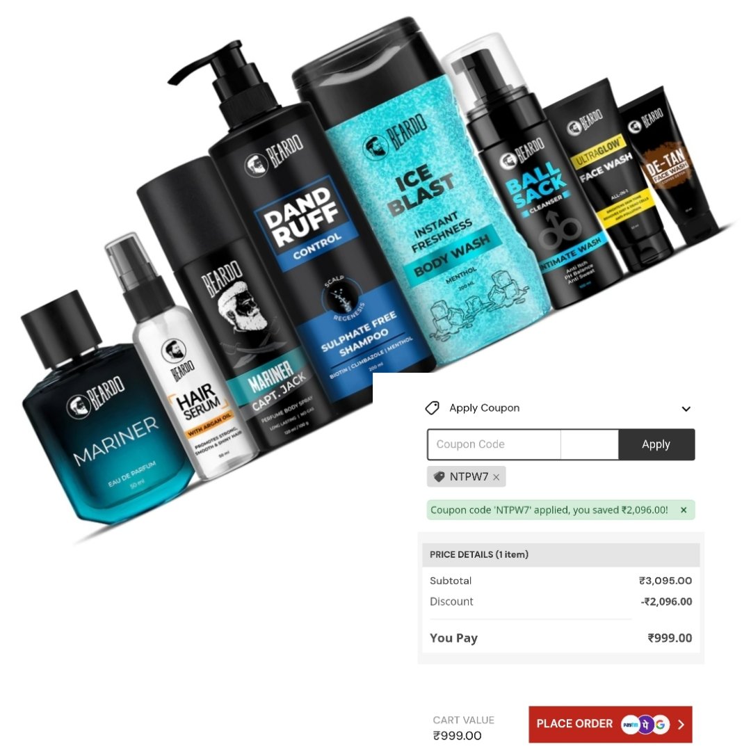 offerguruji's tweet image. Loot Deal: Beardo Monsoon Mega Combo (8 Items)@ ₹999

Buy👉 tinyurl.com/mr33377e

Use Coupon : NTPW7

#groomingkit #beautycareProducts #skincare #beauty #grooming #onlineshopping #offers #Deals #InterMiamiCF #Airdrop #Messi𓃵 #TrendingNow