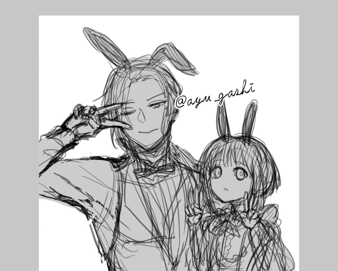 バニーの日終わりかけに描き殴ってた気がするラフ出てきた。未来の私が何とかしてくれるはず。