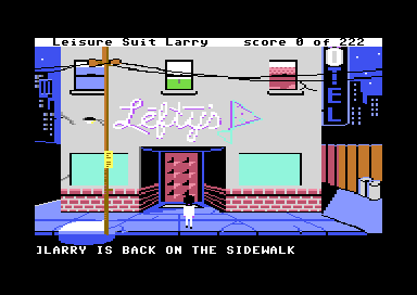 Another tiny bit of progress: the player sprite is back on the streets. Difference with last time's 'moonwalker' video is that there's much more functional scaffolding in there so controls and dialog entry are really close to working. #C64 #gamedev #leisuresuitlarry #C64Retweets