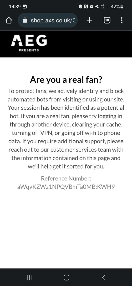 lucyromijn's tweet photo. @AXS_UK  why does your website think I'm a bot? Can someone make this stop happening please?! https://t.co/3Kw2N17xQV
