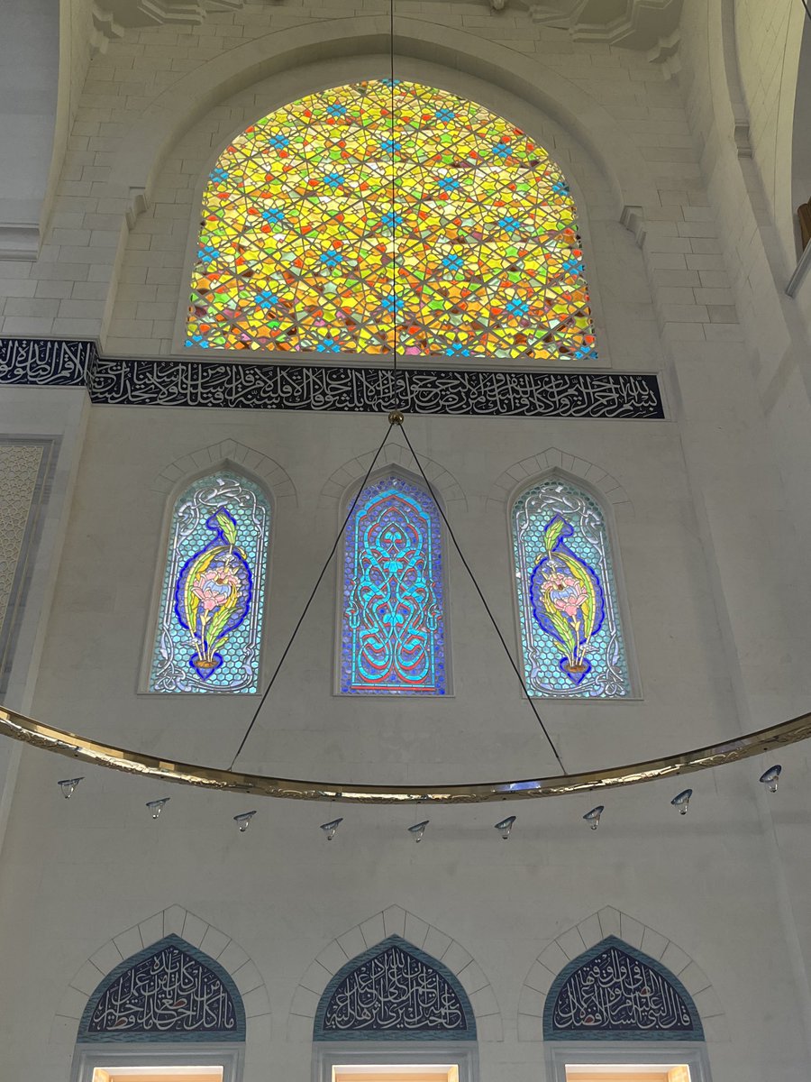 Stained glass at the Çamlıca Mosque, reminiscent of Chagall’s windows at Reims.