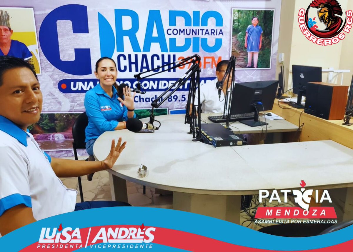 PattyMendozaJ's tweet image. Hoy cumpliendo agenda de medios en #Esmeraldas, en las radios #Chachi y la #VozDeSuAmigo, por el #ResurgirDeLaPatria 🇪🇨.