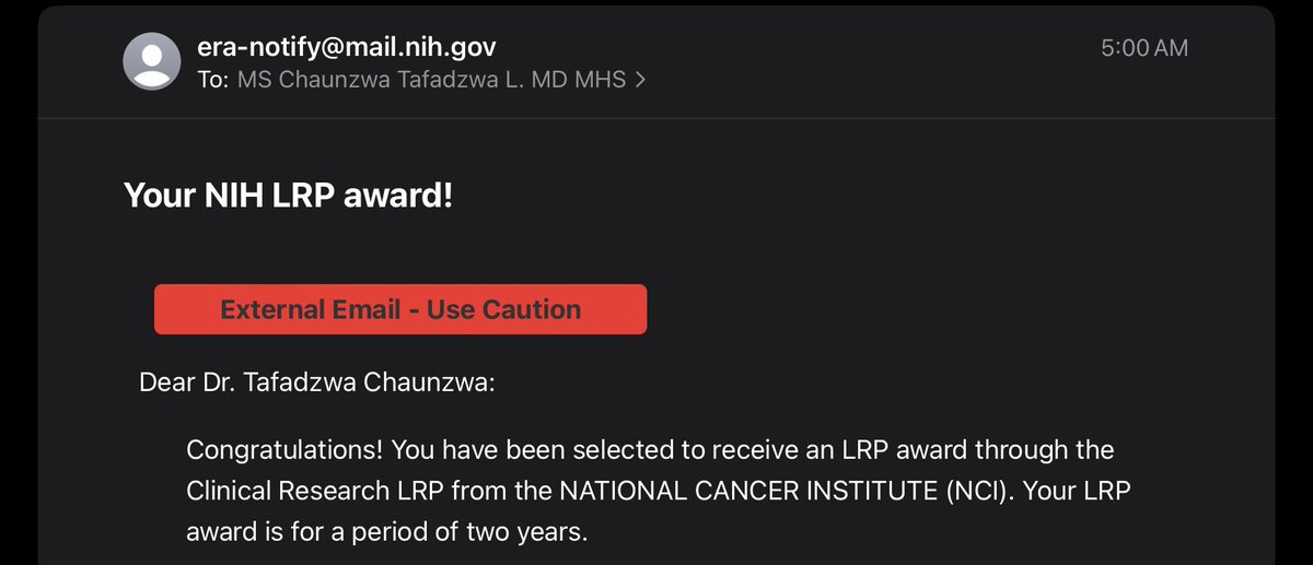Tafadzwa L. Chaunzwa (@tlchaunzwamd) on Twitter photo Thrilled to start the week with news of being selected for an <a href="/NIH_LRP/">This account is no longer active.</a> award generously funded by <a href="/theNCI/">National Cancer Institute</a>. I owe a world of thanks to <a href="/Dr_RayMak/">Ray Mak, MD</a>, <a href="/HugoAerts/">Hugo Aerts</a>, <a href="/TracyABalboni/">Tracy Balboni MD, MPH, FAAHPM</a>, and the team <a href="/BrighamRadOnc/">Brigham and Women’s Radiation Oncology</a> <a href="/HarvardRadOnc/">Harvard Radiation Oncology Program</a> for their unwavering support. Excited for the journey ahead! Thrilled to start the week with news of being selected for an <a href="/NIH_LRP/">This account is no longer active.</a> award generously funded by <a href="/theNCI/">National Cancer Institute</a>. I owe a world of thanks to <a href="/Dr_RayMak/">Ray Mak, MD</a>, <a href="/HugoAerts/">Hugo Aerts</a>, <a href="/TracyABalboni/">Tracy Balboni MD, MPH, FAAHPM</a>, and the team <a href="/BrighamRadOnc/">Brigham and Women’s Radiation Oncology</a> <a href="/HarvardRadOnc/">Harvard Radiation Oncology Program</a> for their unwavering support. Excited for the journey ahead!