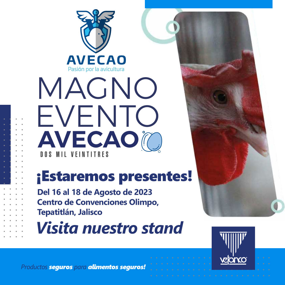 VetancoMexico's tweet photo. Estaremos presentes en el Magno Evento AVECAO 2023, del 16 al 18 de agosto, Centro de Convenciones Olimpo, Tepatitlán, Jalisco.
Visita nuestros stand en el área comercial.

#VetancoMéxico #Vetanco #SomosVetanco #AVECAO #avicultura #Pollos https://t.co/ZKBrnwKGif
