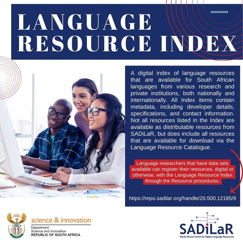 SADiLaR_ZA's tweet image. Did you know that @SADiLaR_ZA offers a variety of services that support curation, development, distribution and maintenance of language resources?

For more information&amp;gt;&amp;gt;&amp;gt; repo.sadilar.org/handle/20.500.…

#languageresources