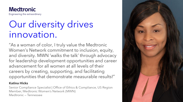 As the co-chair of the Medtronic Women's Network (MWN), I'm inspired by colleagues like Katina, whose participation in MWN helps build cross-company relationships. Join the team powering the extraordinary. #CareersThatChangeLives #MedtronicEmployee bit.ly/45h5BqH