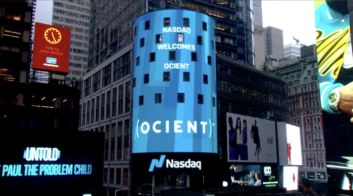 Ocient's tweet image. It was an honor for our Ocient team to ring the @Nasdaq  opening bell alongside fellow 2022 @Chi_Innovation award winners! 🎉
Thank you to our customers, partners, and investors for your support as we bring hyperscale innovations to enterprises around the globe!