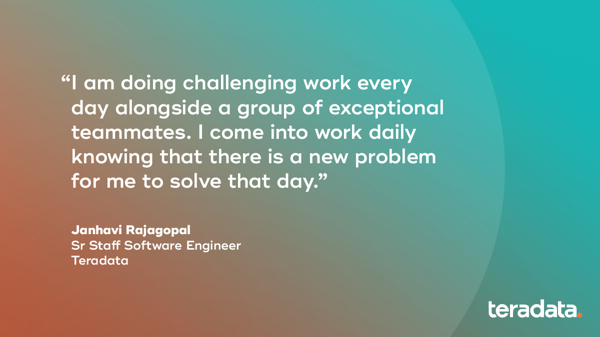 Teradata's tweet photo. Whether it’s a new problem to solve or an innovative idea to bring to life, on #TeamTeradata, there’s never a dull day.
Want to be a part of something great? Visit https://t.co/gj3hVWXked https://t.co/dhqudREoWW