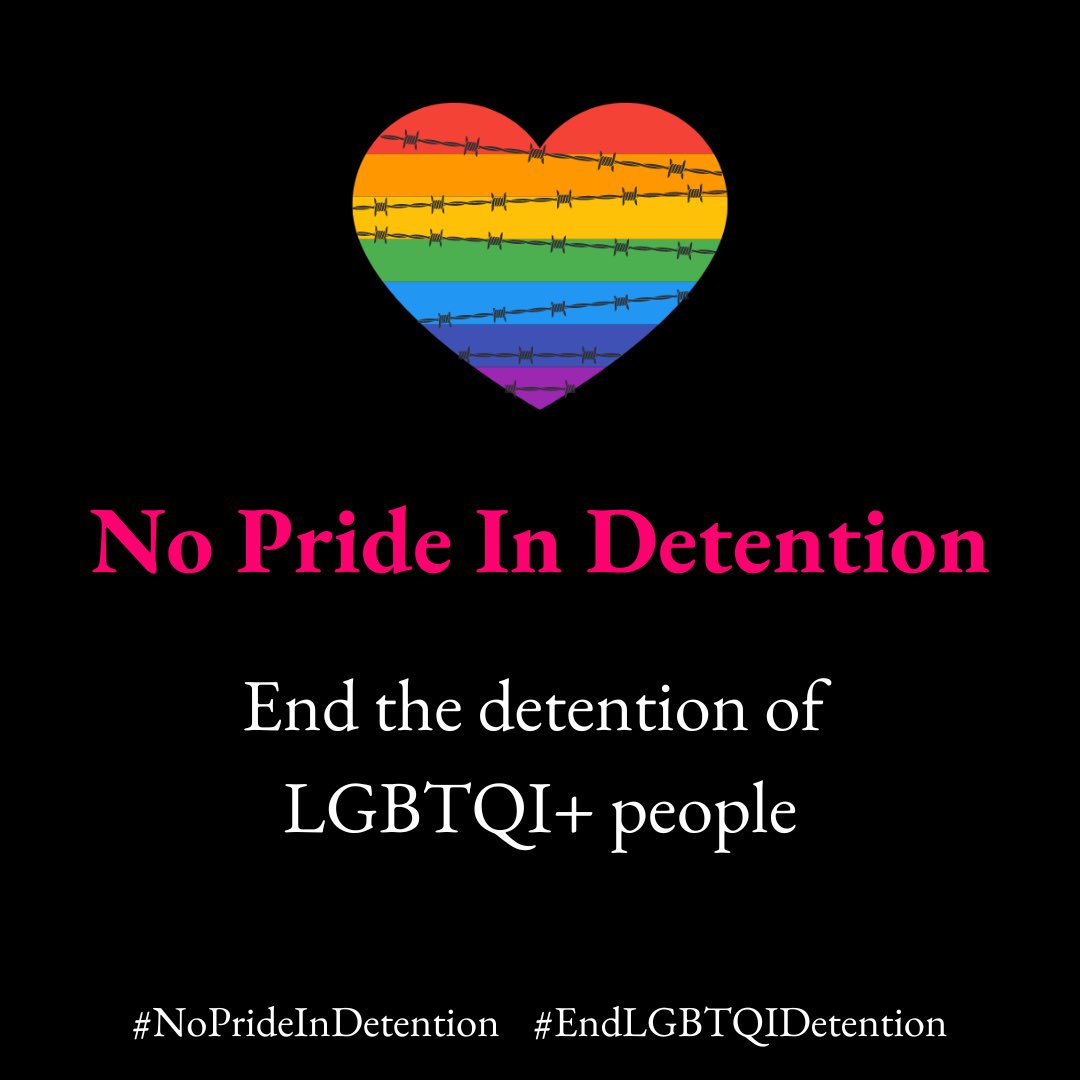 We’re proud to be joining @rainbowmigrants campaign to #EndLGBTQIDetention. LGBTQI+ people aren’t safe in immigration detention, where they are at risk of queerphobic bullying and abuse. There is #NoPrideInDetention. Show you support and add your name at bit.ly/3MNwMji