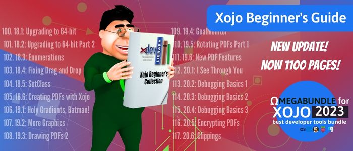 Xojo Beginner's Guide updated to over 1,100 pages of wisdom for learning to program in Xojo for macOS, Windows, Linux,  #iOS & web.  It is the one book you need to master #Xojo !  Included in Omegabundle for Xojo 2023. #programming #macosventura  bit.ly/45ABScH