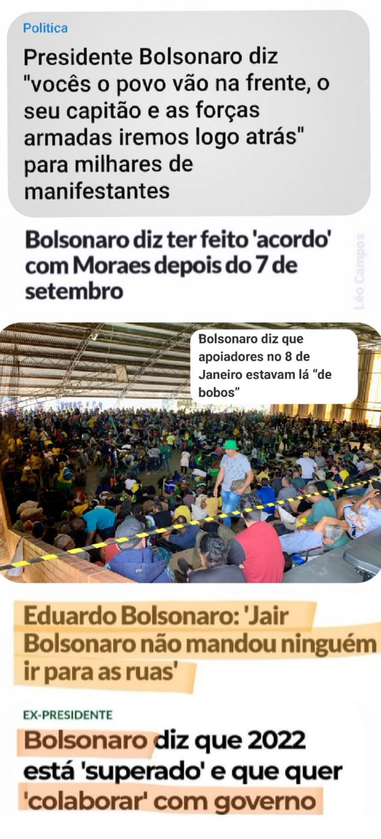 LeoCamposLP's tweet photo. Lembre-se
- Vocês o povo vão na frente, o seu capitão e as forças armadas iremos logo atrás
- Bolsonaro confirma o acordo com Moraes após 7/9
- Bolsonaro diz que os presos no 8/1 eram Bobos da Corte
- Eduardo diz que Bolsonaro não mandou ninguém ir para as ruas.
- Vamos colaborar https://t.co/4Y4aduG60a