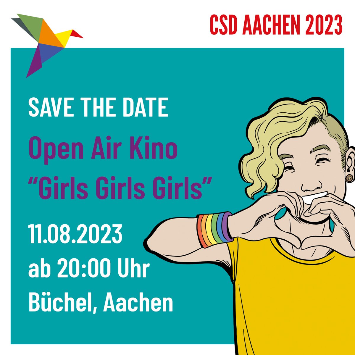 Rainbow Aachen e.V. (@rainbowaachen) on Twitter photo Let the #Show begin!!! Zum Start des #CSD in #Aachen zeigen wir Euch am Freitag, 11. 8. den #Kinofilm: Girls, Girls Girls. Open Air, Live und in Farbe.
Danke <a href="/ApolloAachen/">Apollo Kino & Bar</a> Let the #Show begin!!! Zum Start des #CSD in #Aachen zeigen wir Euch am Freitag, 11. 8. den #Kinofilm: Girls, Girls Girls. Open Air, Live und in Farbe.
Danke <a href="/ApolloAachen/">Apollo Kino & Bar</a>