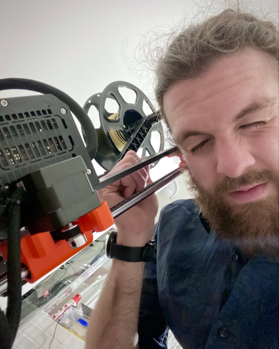 InIteration's tweet photo. I have the Prusa printer lifted and pressed against my ear trying to pinpoint the source of a click… https://t.co/dNKRdjj0aT