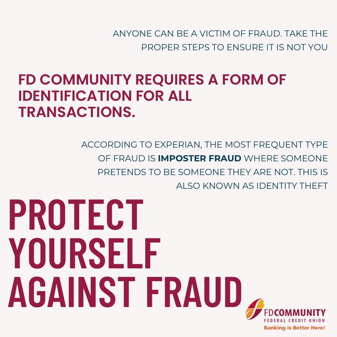 FDCommunityfcu's tweet photo. Protect yourself against fraud! Learn more about Identity Theft and how to protect yourself and your loved ones during tomorrows webinar! Register now https://t.co/WLATrtNVlq https://t.co/sROQUpi1vb
