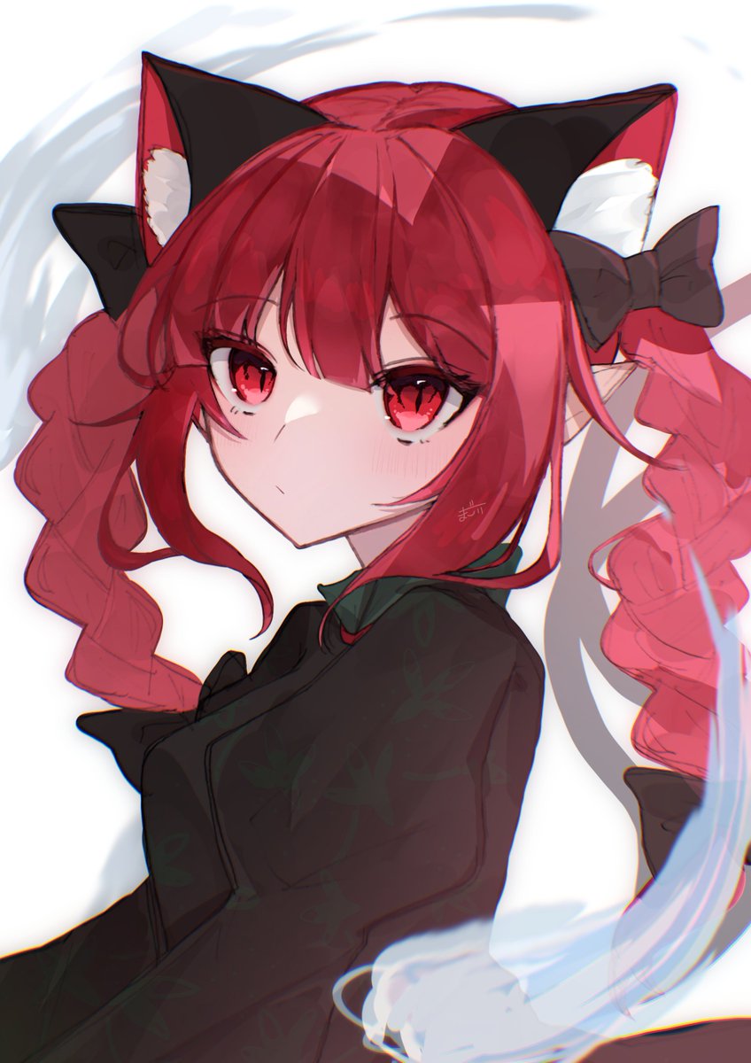 kaenbyou rin 1girl solo animal ears red eyes braid cat ears red hair  illustration images