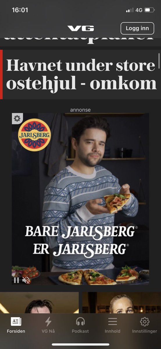 PerHeimly's tweet image. Mann 74 år fikk masse Grana Padana ost over seg skriver Vg.    Bra Jarlsberg reklame btw.