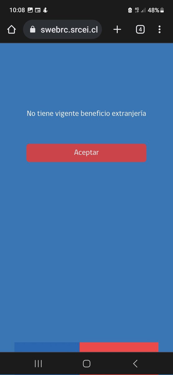 Mariela288's tweet photo. @RegCivil_Chile Si me encuentro habilitada pero cuando voy a reservar ingreso con mi clave única y le doy a reimpresión extranjero y me dice no tiene vigente beneficio extranjero por lo que no me deja agendar ni avanzar 😣 dado mi estado necesitaba dejar listo el trámite https://t.co/yTYiMmTGVe