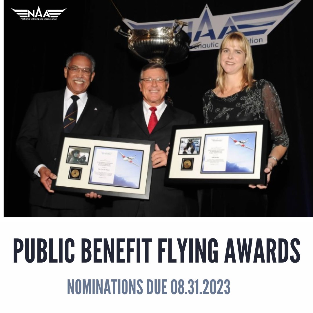 Public Benefit Flying Award nominations are due 8/31!

NAA and @aircarealliance created these awards to honor volunteer pilots, other volunteers, and their organizations engaged in flying to help others and those supporting such work.

More information▶️ naa.aero/awards/awards-…