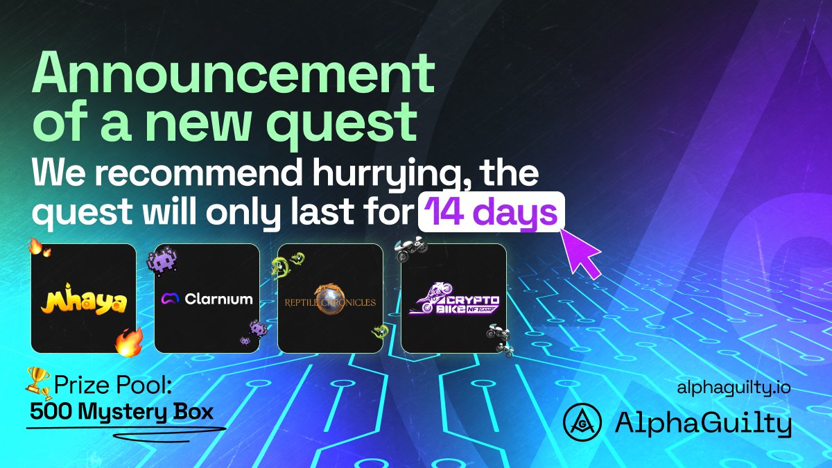 Qappi (formerly AlphaGuilty) (@qappi_official) on Twitter photo #NewQuest ? 😮😮😮
<a href="/cryptobike_nft/">CRYPTO-BIKE NFT GAME</a> & <a href="/clarnium_io/">Clarnium.io</a> & <a href="/ReptileChronic/">Reptile Chronicles 🦎</a> & <a href="/Mhaya_Official/">BOSS GO! Monopoly</a>
These projects offer: virtual moto racing with crosschain integration, a Web3 Gaming Advertising network, a P2E game with ancient reptile lore, and a multi-chain NFT-based GameFi inspired #NewQuest ? 😮😮😮
<a href="/cryptobike_nft/">CRYPTO-BIKE NFT GAME</a> & <a href="/clarnium_io/">Clarnium.io</a> & <a href="/ReptileChronic/">Reptile Chronicles 🦎</a> & <a href="/Mhaya_Official/">BOSS GO! Monopoly</a>
These projects offer: virtual moto racing with crosschain integration, a Web3 Gaming Advertising network, a P2E game with ancient reptile lore, and a multi-chain NFT-based GameFi inspired