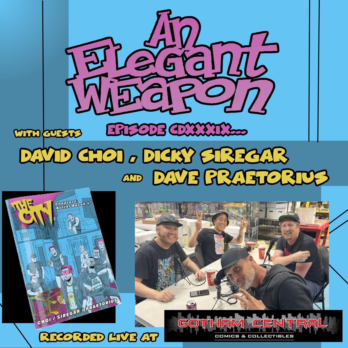 Episode 439! Featuring the creative team behind The City - Graphic Novel, Dave, Dicky and David! Record live at Gotham Central Comics and Collectibles. 
Available where all fine podcasts can be found! 
#comics #podcast #indiecomics #canadiancomics