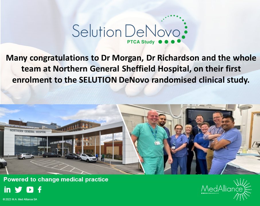 SELUTION DeNovo (@selution_denovo) on Twitter photo Exciting News coming from Northern General Sheffield Hospital!
#SELUTIONSLR #clinicaltrials #medicaldevices #DCB #DEB
<a href="/MedallianceSA/">MedAlliance Swiss Medical Technology</a> Christian Spaulding, <a href="/Urphi/">Philip Urban</a>, <a href="/Simoneccles66/">Simon eccleshall</a> Florian Krackhardt ,<a href="/DrPeterOKane/">Dr Peter O'Kane</a> <a href="/susanne_meis/">Susanne Meis</a> <a href="/CERC_CRO/">CERC_CRO</a> Exciting News coming from Northern General Sheffield Hospital!
#SELUTIONSLR #clinicaltrials #medicaldevices #DCB #DEB
<a href="/MedallianceSA/">MedAlliance Swiss Medical Technology</a> Christian Spaulding, <a href="/Urphi/">Philip Urban</a>, <a href="/Simoneccles66/">Simon eccleshall</a> Florian Krackhardt ,<a href="/DrPeterOKane/">Dr Peter O'Kane</a> <a href="/susanne_meis/">Susanne Meis</a> <a href="/CERC_CRO/">CERC_CRO</a>