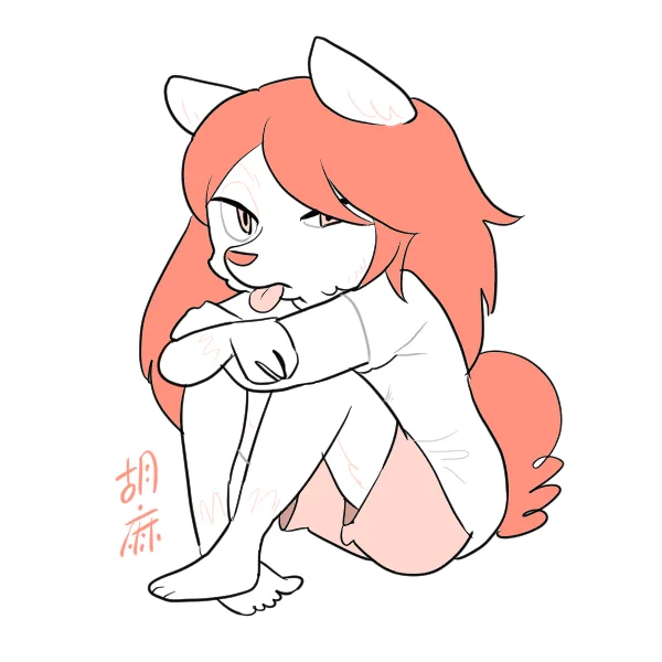 【創作】ケモノの女の子  今日はなんだか線の少ない絵しか描く気がおきませんわ。 ということで・・おやすみなさい。