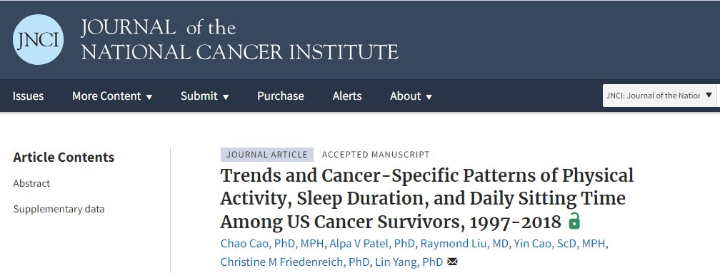 🏃‍♀️🛌⏰ 🇺🇸Cancer Survivors & Physical Activity Trends 📈 
🚨 More than half miss Physical Activity Guidelines 
😴 Large proportion lack sufficient sleep 
⌛️ Sitting time remains prolonged 
💪 Improving survivorship through lifestyle changes is crucial! 
#CancerSurvivors…