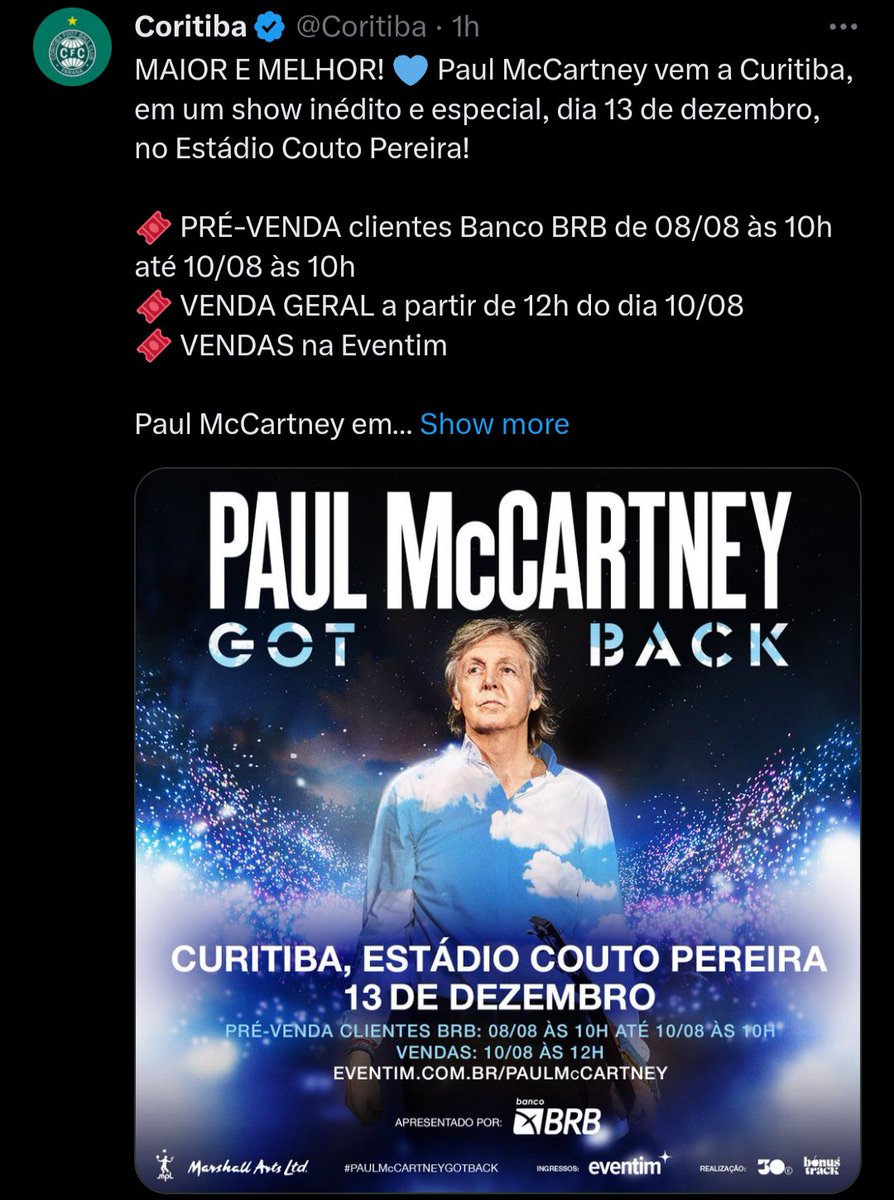 marceloath11's tweet photo. CHAVE DE OURO: Pra fechar o ano com Chave de Ouro, Coritiba traz Paul McCartney.
🎶🎶🎶 SAMPAIO CORREIA, VILA NOVA, AVAÍ....
COXA VAI JOGAR, SÉRIE BIIIII🎶🎶🎶🎶 https://t.co/N1CgiqxcA2