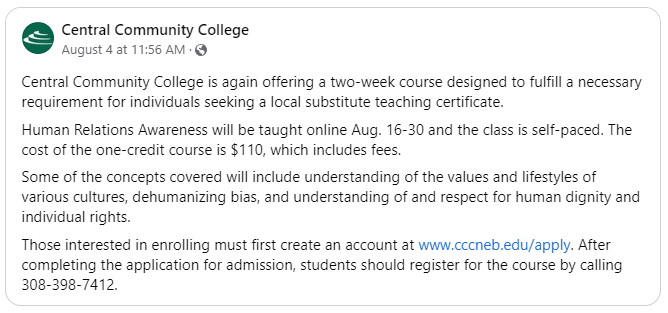 GIPublicSchools's tweet photo. If you've thought about exploring Substitute Teaching — @cccnebedu is offering a wonderful opportunity for quick, qualified certification.

Check it out!

#WeAreGIPS https://t.co/Rdztks5OwL