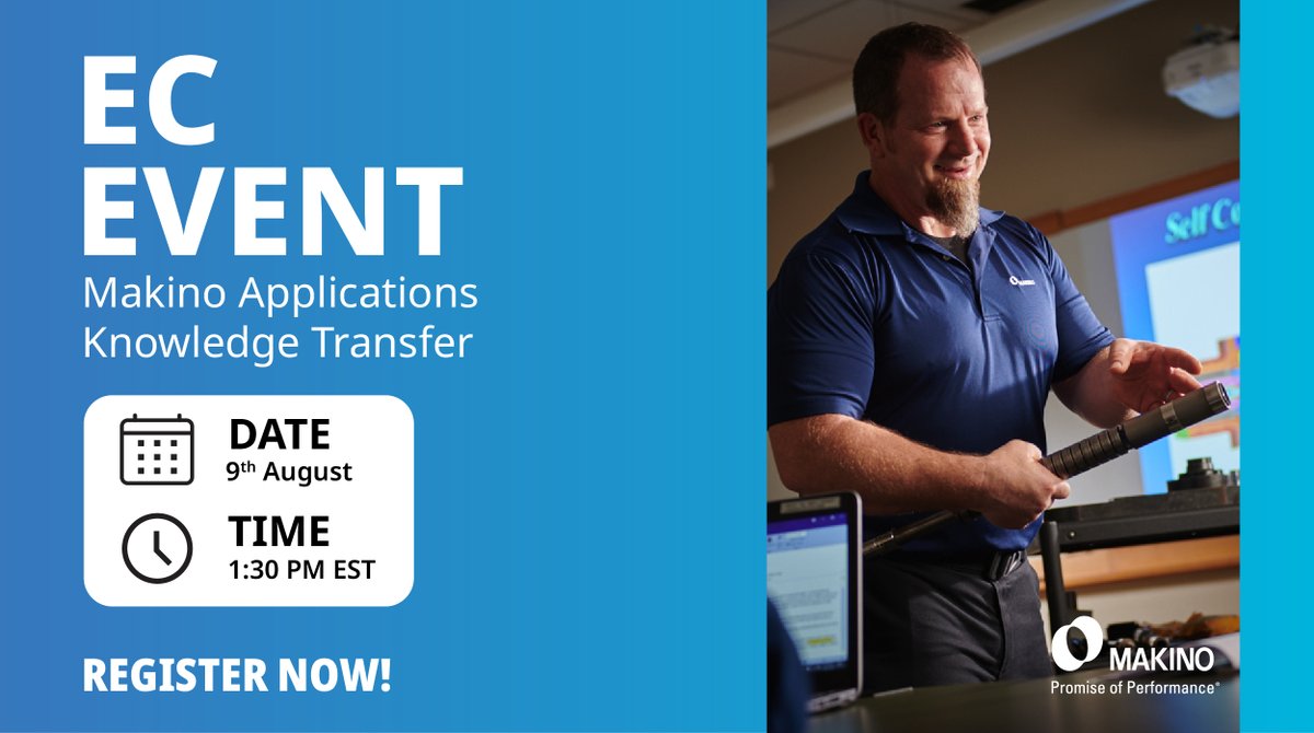 MakinoMachine's tweet photo. 3 DAYS AWAY: The @MakinoMachine "Application Knowledge Transfer" Experience Center event is approaching quickly. Make sure not to miss out on this unique event by signing up HERE: https://t.co/qLXybEv3c2

#Makino #Webinar #CNC #ApplicationsEngineering #Manufacturing https://t.co/gNTHFjdoTP