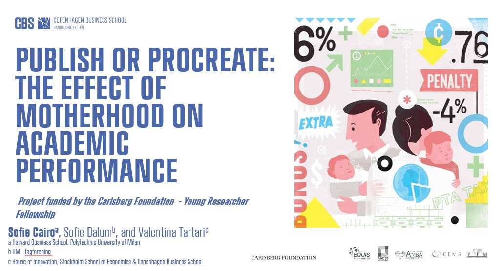 #AOM2023 What happens to scientific output of female scientists at childbirth? What field and partner characteristics exacerbate these effect? Presentation of 'Publish or Procreate: The effect of Motherhood on Academic Performance' Tue, Aug8, Session 1906 at 10AM, Room: 103 Hynes
