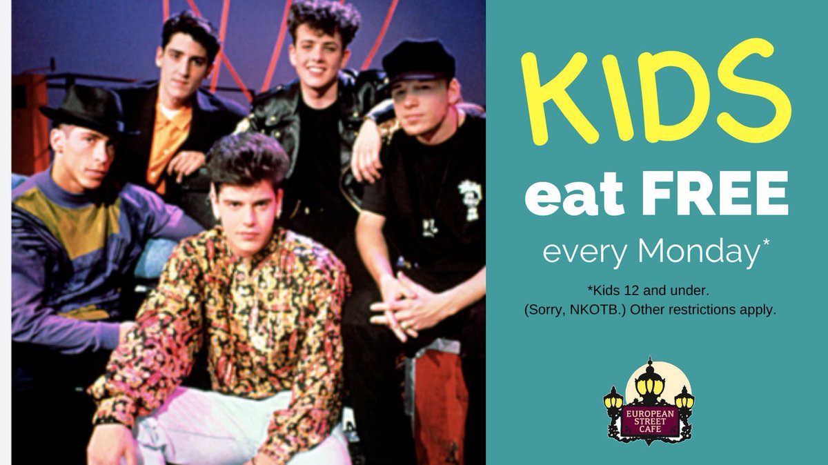 🎶 Whoa oh, whoa oh oh, whoa oh oh oh 🎶 

Today is Monday which means KIDS EAT FREE (kids 12 and under, that is) from our special Kindermenu (juicebox included!)  with the purchase of an entree and beverage from the regular menu.