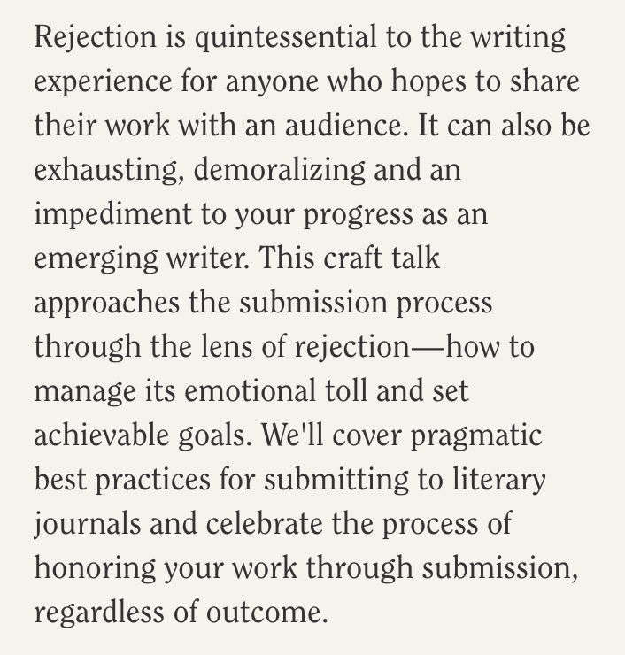writsonia's tweet photo. I turned my annual rejection thread into a talk! Come hear me discuss the delights of trying and trying again at @litcleveland's annual Inkubator conference. #CleInk23 https://t.co/fL9EDippMD
