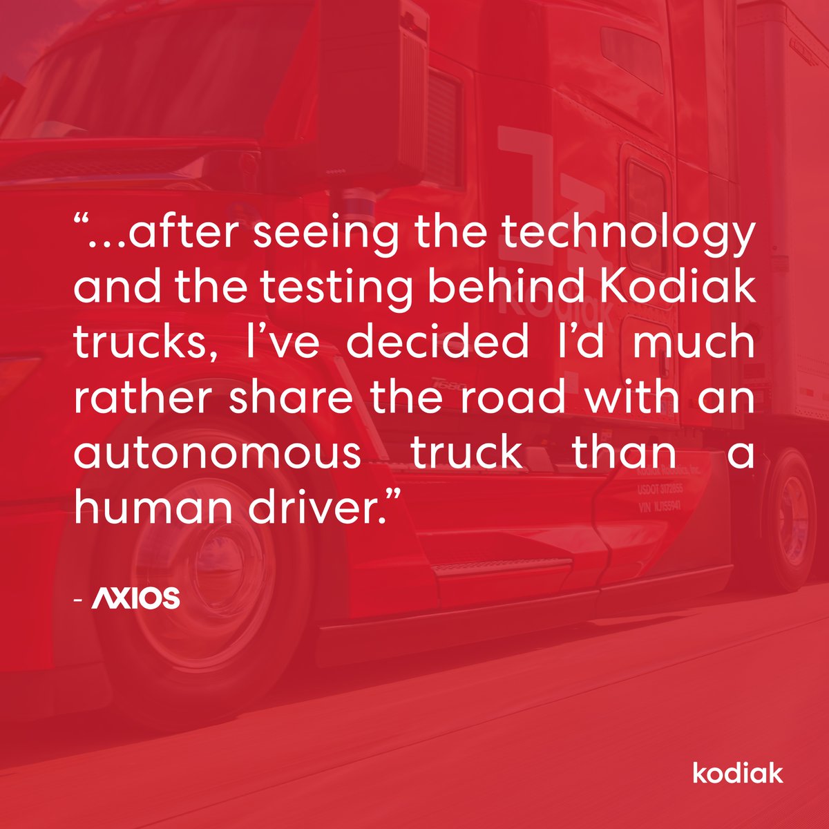 KodiakRobotics's tweet image. Kodiak autonomous trucks will increase highway safety.

Check out Axios&apos; article on self-driving trucks and the benefits they&apos;ll bring to the transportation industry.

axios.com/2023/08/07/dal…

#AutonomousTrucks #SelfDrivingVehicles
