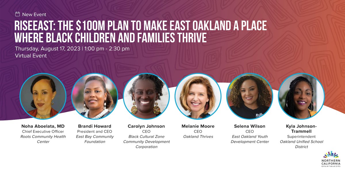 Imagine an East Oakland where Black children and families are not only surviving but #flourishing. Join us to learn about RiseEast, a once-in-a-generation, place-based #investment with <a href="/RootsEmpowers/">Roots Community Health</a> <a href="/hczorg/">Harlem Children's Zone</a> <a href="/eastbaycf/">East Bay Community Foundation</a> <a href="/OaklandThrives/">Oakland Thrives</a> <a href="/eoydc/">EOYDC</a> &amp; more ➡️ bit.ly/3KAr5qD