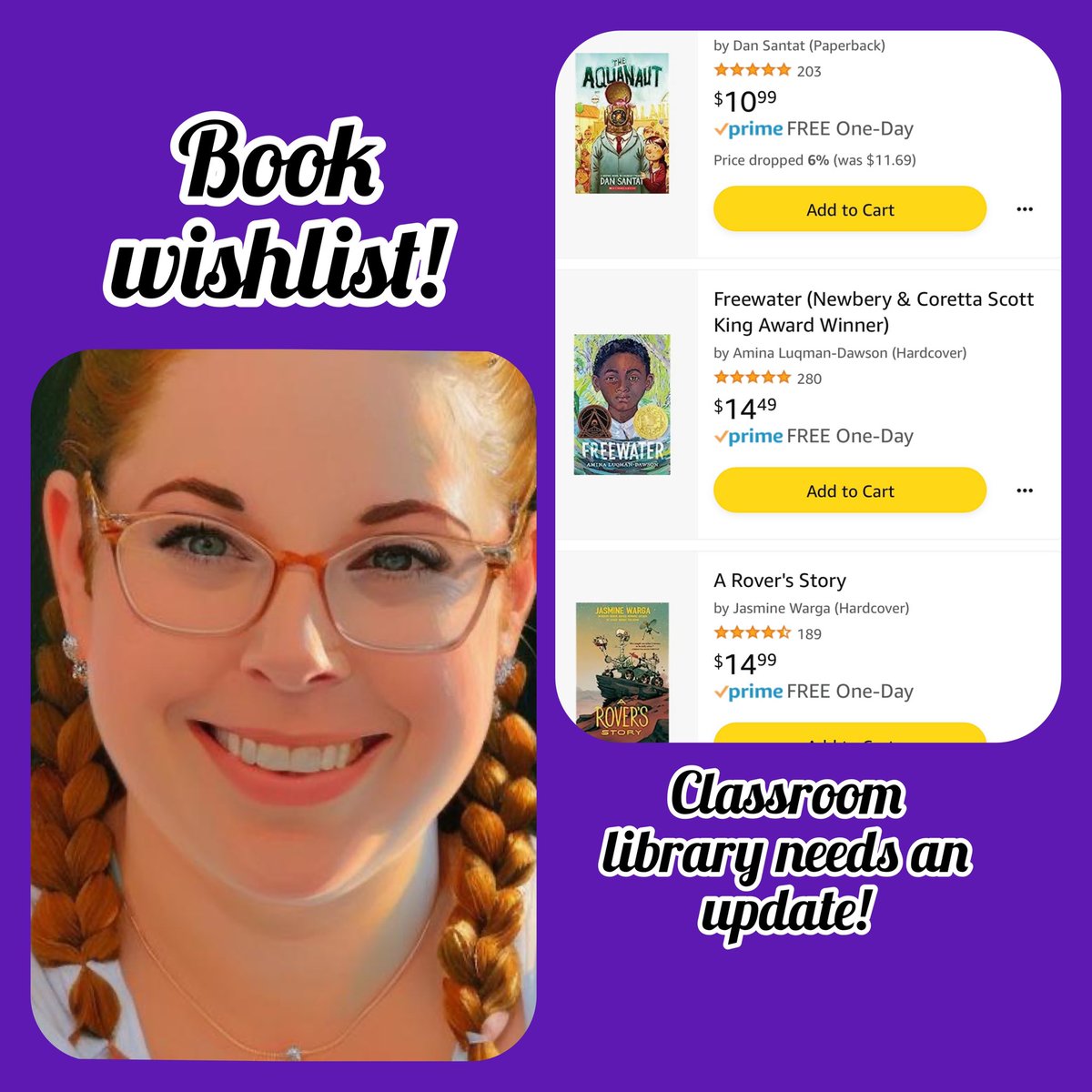 Good Morning #teachertwitter I’ve decided to 🧘🏼‍♀️on my book wishlist! No books purchased from it yet! #booknerds can you help me #clearthelist for some new titles in my classroom? I would love to get 10-15 new books for my students! #JohnClearMyList 

linktr.ee/missknight90