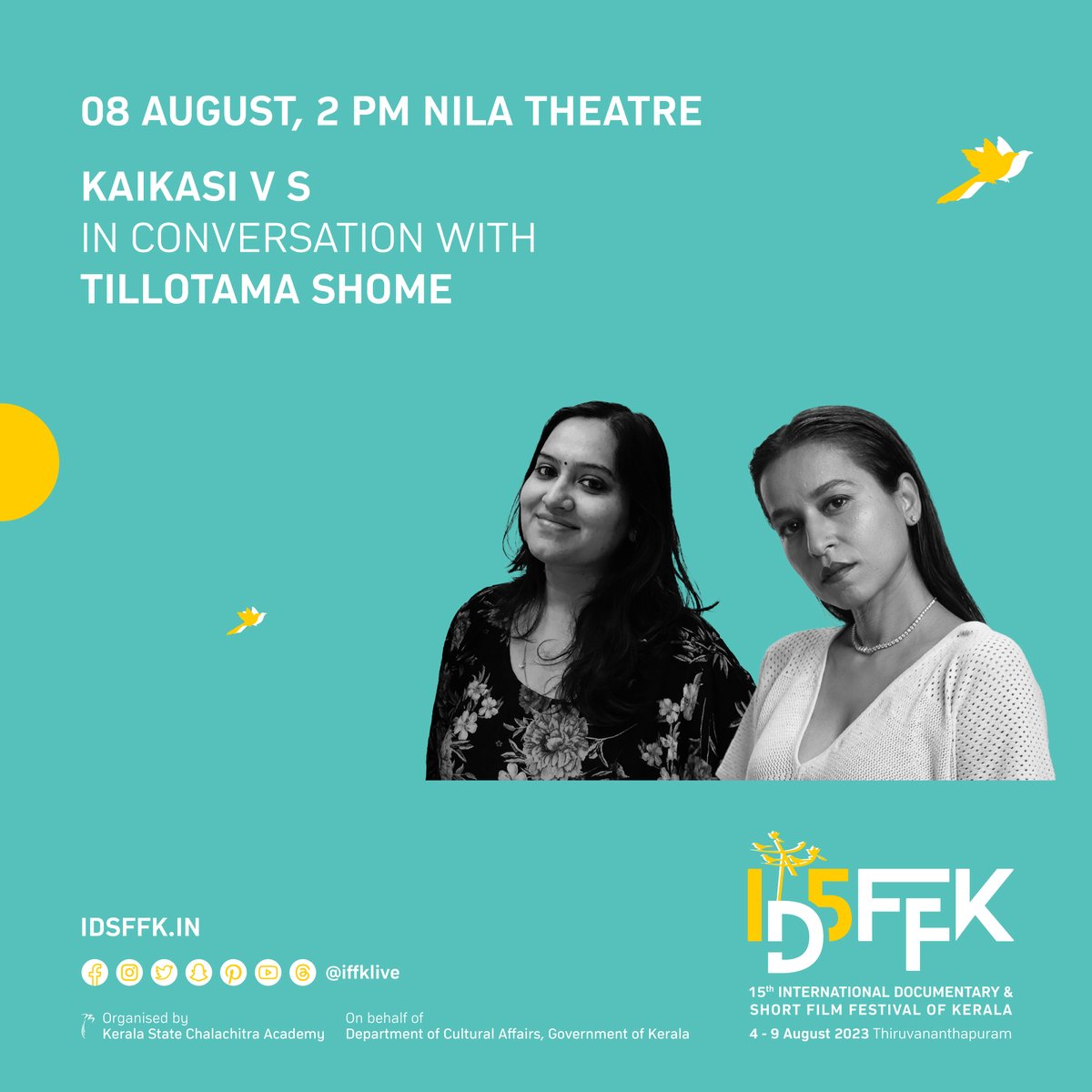 Kaikasi V.S in conversation with @TillotamaShome Jury Member Fiction

Today 02 pm at Nila Theatre

#IDSFFK #15IDSFFK #chalachitraacademy #KSCA #inconversationwith